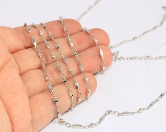2,5mm Rhodium Plated Bar Chain, Soldered Chain, Oval Bar Chain, Choker Necklace Chain, Bulk Lot Chain, Silver Plated Findings, MBGBXB65-2