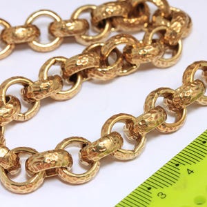 12mm Raw Brass Rolo Chain, Soldered Chain, Bulk Lot Chain, Ring Link Chain, Textured Rolo Chain, Raw Brass Findings, MBGBXB477