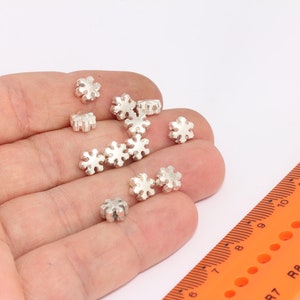 Snowflake Spacer Beads Lovely Focal Beads Snowflake Charms Winter Snowflake  Beads Christmas Charms Holiday Jewelry Supplies 13mm Hole 1.8mm