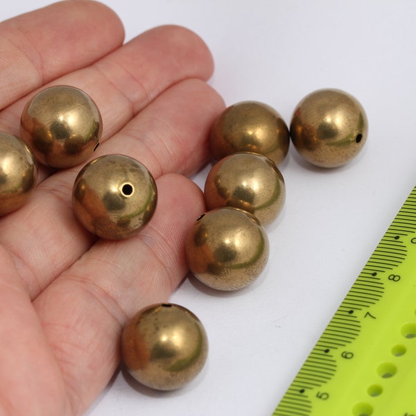 Cuentas de bola de latón crudo de 16 mm, colgante de bola redonda, joyería MBGCHK294