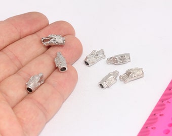 Rhodium Plated Dragon Beads, Bracelet Slide Charms, Dragon Charms, Men's Bracelet Beads, Beads, Silver Plated Charms,  MBGKDR78