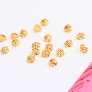 6mm 24K Shiny Gold Spacer Beads, Irregular Shape Spacer Beads, Gold Wheel Beads, Rondelle Connector Beads, Gold Plated Findings, MBGMTE774