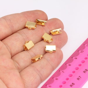 Shiny Gold Ribbon Crimps, Cord End, Fasteners Clasp, Crimp Clasps, Ribbon Claws, End Cap, Gold Plated Findings,  MBGBRT511