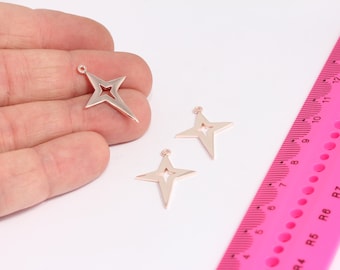 17x25mm Rose Gold Plated  North Star Charm, North Star ,Charms MBGROSE146