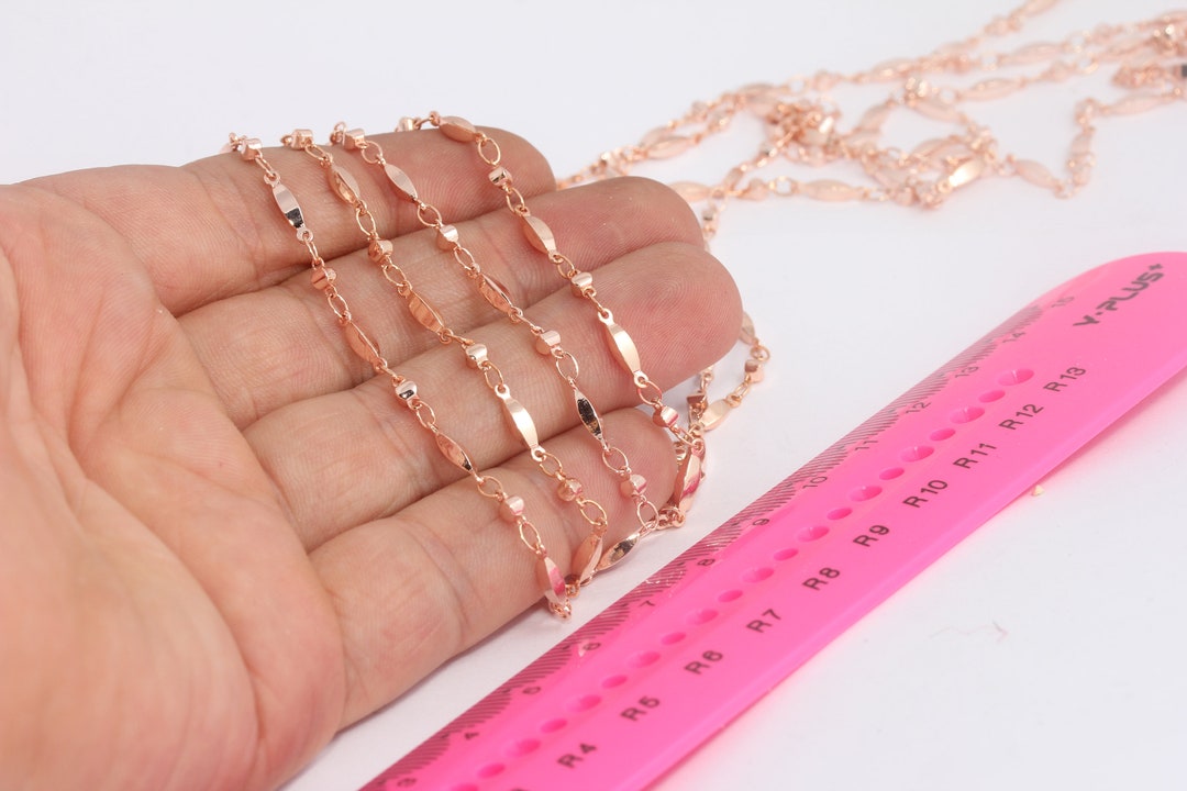 2,2mm Rose Gold Bar Chain, Soldered Chain, Ankle Bracelet Chain