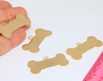 18x39mm 24k Shiny Gold Dog Bone For Pet Lover Gift, Puppy Bone Charms, MBGAG96