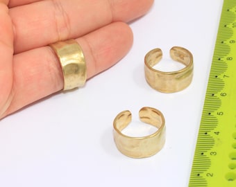 17-18mm Raw Brass Rings, Adjustable Ring Settings, Brass Wide Band Rings, Domed Cuff Rings, Raw Brass Findings, MBGZPR299