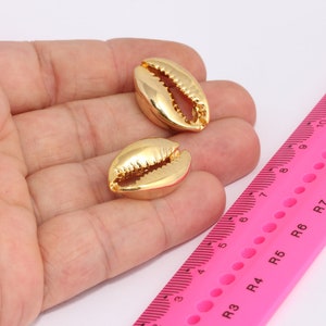 17x25mm 24k Shiny Gold Cowrie, Cowrie Charms, Sea Shell Pendant, Large Gold Cowrie,  MBGBRT10