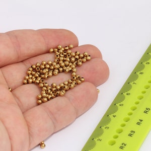 3mm Raw Brass Beads, Spacer Beads, Hollow Beads, Bracelet Beads, Ball Beads, Raw Brass Findings,   MBGBDS3