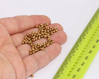 3mm Raw Brass Beads, Spacer Beads, Hollow Beads, Bracelet Beads, Ball Beads, Raw Brass Findings,   MBGBDS3