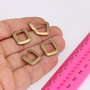 Raw Brass Square Earrings, Brass Lever Back Earrings, Brass Square Shaped Earrings, Earring Clasps, MBGXP359