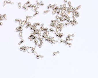 3x6mm Silver Plated Drop Charms, Mini Drop Pendant, Drop Charms, Teardrop Beads, Silver Drop Beads, Silver Plated Findings, MBGROSE512