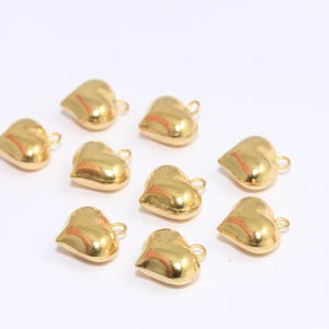 10x12mm Raw Brass Puffed Heart, Cute Heart Beads, Heart Necklace Charms, Puffed Mini Heart Charms, Raw Brass Findings, MBGBXB461