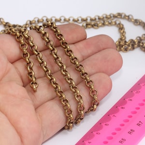 5,5mm Raw Brass Rolo Chain, Soldered Chain, Bulk Lot Chain, Soldered Chain, Brass Round Link Chain, Raw Brass Chains, MBGBXB156