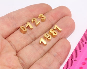 6x7mm 24k Matt Gold Numbers, Number Charms, Number Beads, Birthday Charms, Initial Charms, Gold Plated Beads, Gold Plated Charms  MBGHRF27