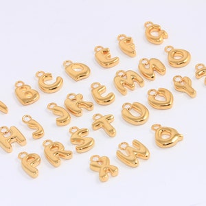 Encanto de letras de oro brillante de 24k, encantos iniciales, colgante de letras, collar de letras de oro, collar personalizado, encantos chapados en oro, MBGHRF7