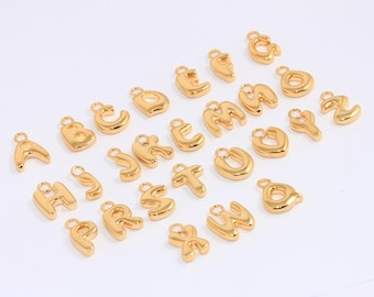 Dije de letra en oro brillante de 24 k, dijes con iniciales, colgante de letra, collar de letra de oro, collar personalizado, dijes chapados en oro, MBGHRF7