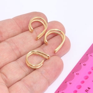 Shiny Gold Plated Ear Cuffs, No Piercing Plain Ear Cuff, Cartilage Ear Cuff, Earring Settings With One Hole, Gold Plated Earrings  MBGMLS200