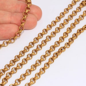 5,8mm Raw Brass Rolo Chain, Unsoldered Chain, Bulk Lot Chain, Round Link Chain, Brass Link Chain, Raw Brass Chains, MBGBXB168
