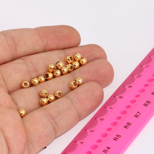 5mm 24k Shiny Gold Beads, Spacer Beads, Hollow Beads, Tiny Spacer Beads, Bracelet Beads, Ball Beads, Gold Plated Findings, MBGBRT543