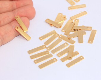 5 x 20 mm 24 glänzende Gold-Typenschild Bar, Bar Halskette Charm, Stanzen Rohling, Rechteck Charm, vergoldetes Zubehör, MBGCHK333-7