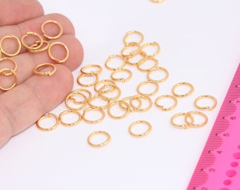 17 Ga 8mm Gold Jump Rings, Tiny Jump Ring Connector, Open Jump Rings, Gold Plated Connector, Gold Plated Findings, MBGDOM9