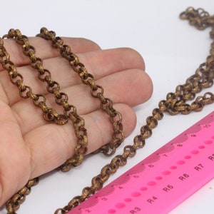 5,5mm Raw Brass Rolo Chain, Soldered Chain, Bulk Lot Chain, Soldered Chain, Brass Link Chain, Raw Brass Chains,, MBGBXB168