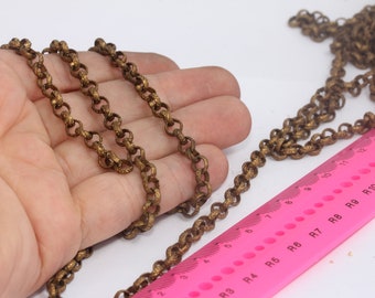 5,5mm Raw Brass Rolo Chain, Soldered Chain, Bulk Lot Chain, Soldered Chain, Brass Link Chain, Raw Brass Chains,, MBGBXB168