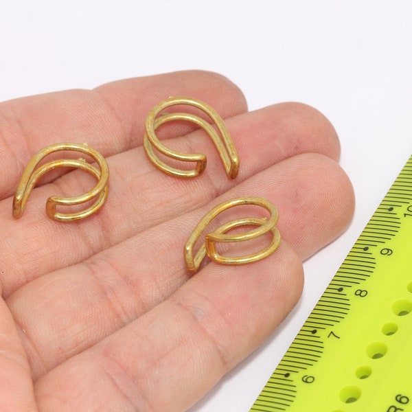 14mm Raw Brass Ear Cuffs, No Piercing Plain Ear Cuff,   MBGMLS342