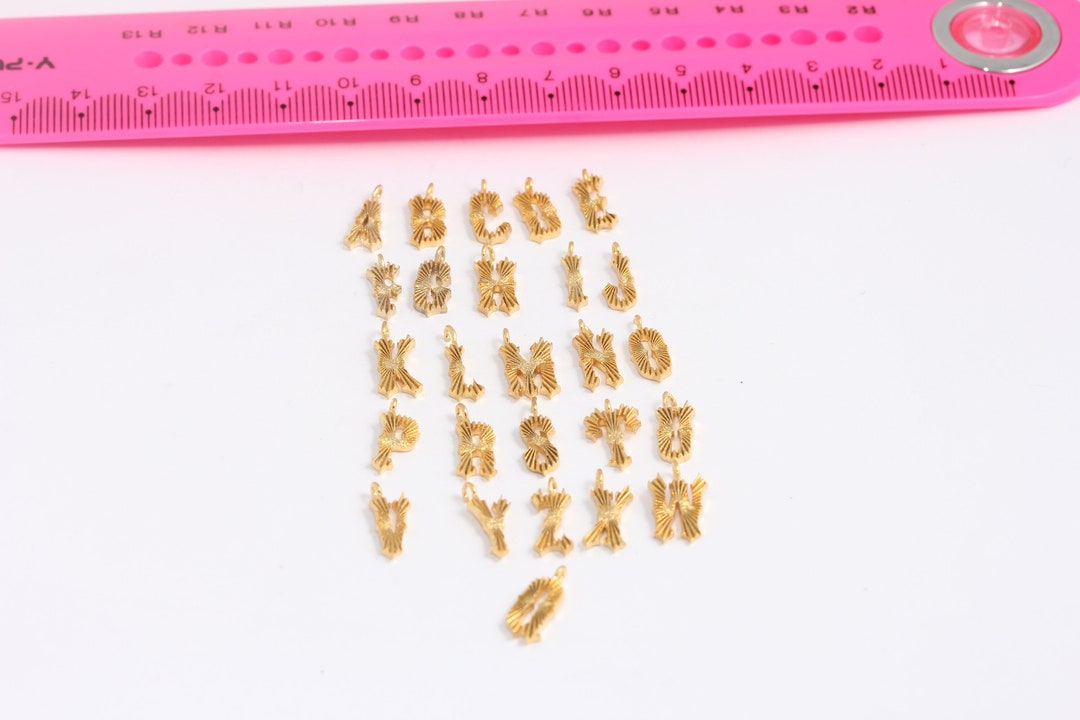 8x14mm 24k Shiny Gold Letter Charms, Textured Letter, Gold Letters ...