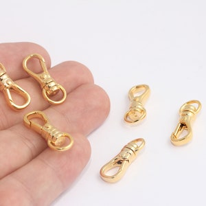 10x25mm 24k glänzendes Gold Drehverschluss, Schlüsselringverschluss, Karabinerverschluss, Halskettenverschluss, Silberschmuck Verschluss MBGMLS262-2