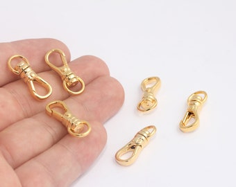 Chiusura girevole in oro lucido 24k da 10 x 25 mm, chiusura per portachiavi, chiusura a griffe, chiusura a moschettone, chiusura per collana, componenti per gioielli in argento MBGMLS262-2