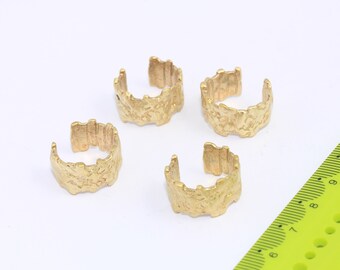 17-18mm Raw Brass Ring, Adjustable Ring Settings, Textured Cuff Rings, Brass Handmade Rings, Statement Ring, Raw Brass Findings, MBGSLM156
