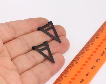 17x25mm Black Plated Triangle Charms, Triangle Connector,  Cut Out Triangle, Black Plated Findings, MBGETS40