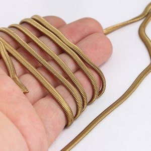 4mm Raw Brass Snake Chains, Brass Flat Snake Snake,  MBGKPT34-2