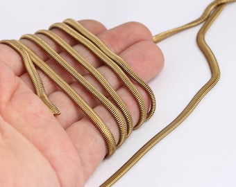 Cadenas de serpiente de latón crudo de 4 mm, cadena de serpiente plana de latón, MBGKPT34-2