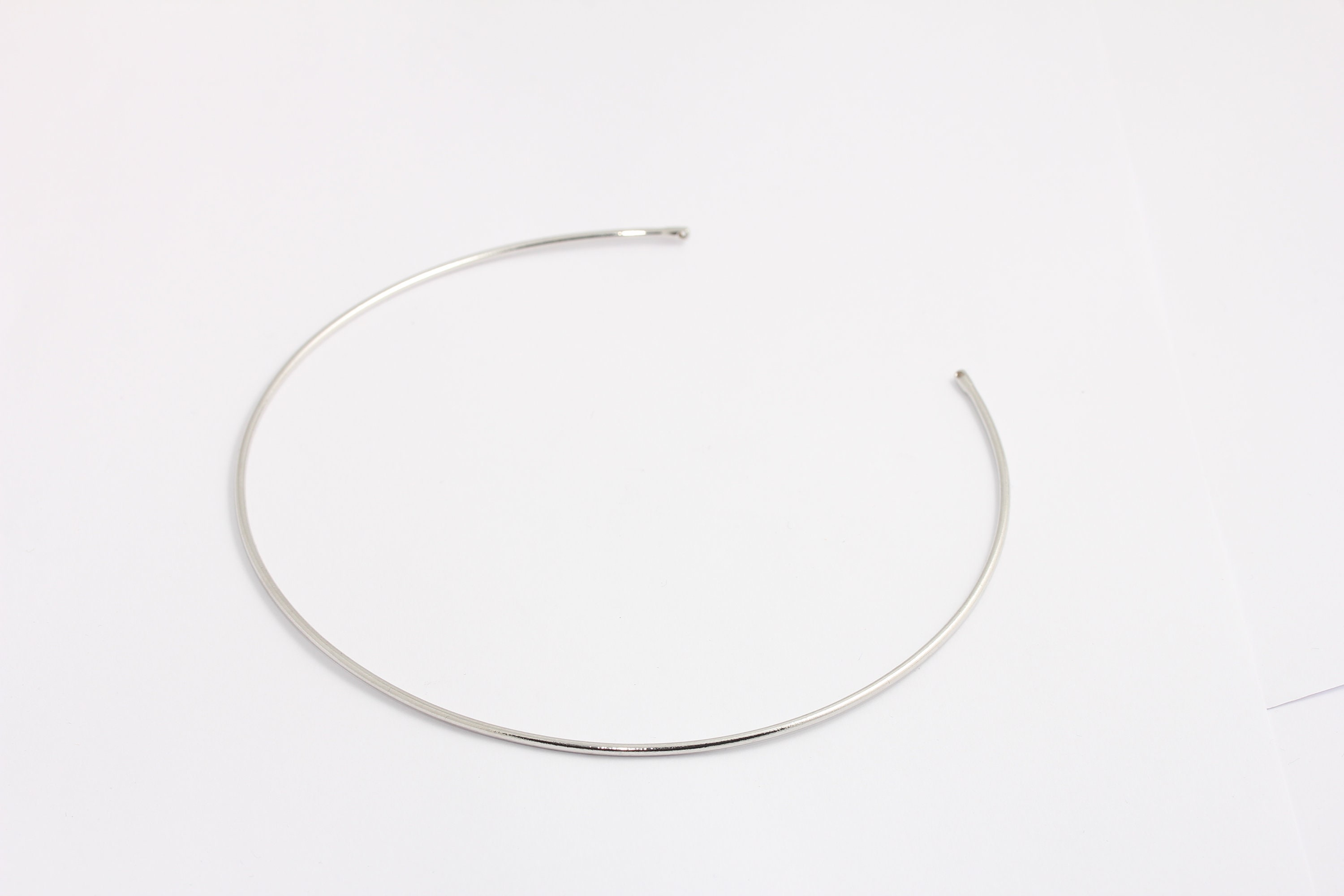 2mm  Rhodium Plated Choker, Adjustable Open Choker, Thin Choker, Wire Choker Necklace, Silver Choker, Silver Plated Findings,  MBGBXB405-1