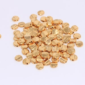 6mm 24k Shiny Gold Spacer Beads, Irregular Shaped Beads, Gold Spacer Connector Beads, Bracelet Beads, Gold Plated Findings, MBGCHK155-5