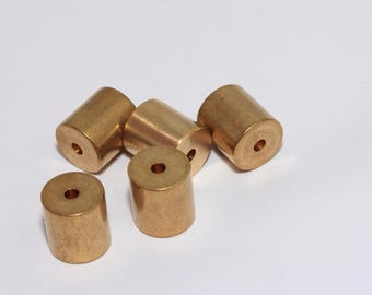 12mm Raw Brass End Cap, Solid Brass End Cap, Cord End Caps, Tube End Cap, Large Leather Cord End Caps, Raw Brass Findings, MBGLA42