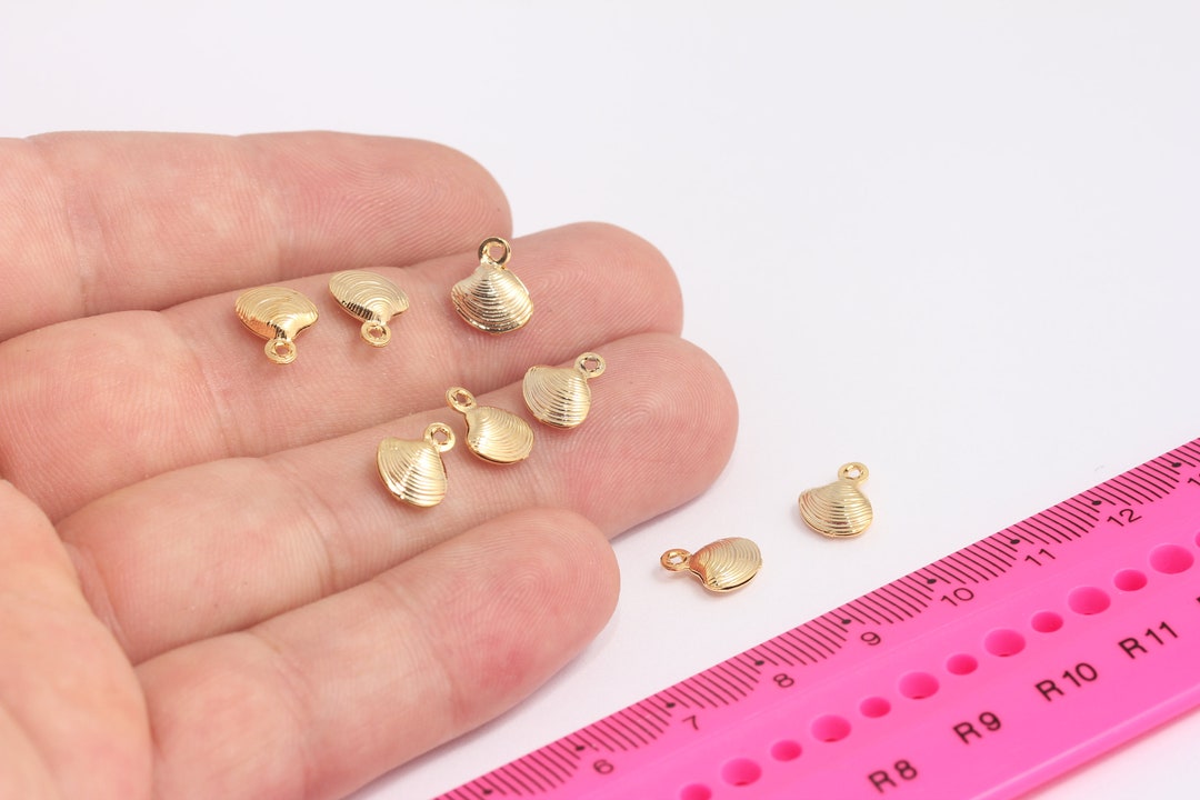 8x10mm 24k Shiny Gold Sea Shell Charm, Seashell Charm, Shell Necklace ...
