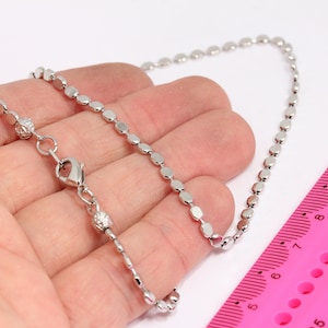 Rhodium Plated Necklace, Beaded Chain, Ready Necklace Chains, Bulk Lot Chain, Cube Necklace Chain, Silver Plated Chains,  MBGCHK412-1