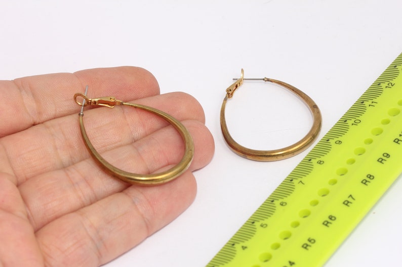 32x45mm Raw Brass Earring Hoops, Bungel Oorbellen, Hoop Oorbellen, Teardrop Oorbellen, Raw Brass Oorbellen, MBGCHK538 afbeelding 1