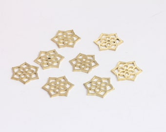 15mm Raw Brass Flower of Life Charms, Yoga Flower Pendant,  MBGKDR147