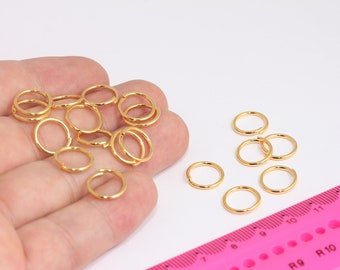 12mm 24k Shiny Gold Jump Rings, Gold Connector, Open Jump Rings, Bulk Gold Jump Rings, Jewelry Making Supplies, MBGFRB160