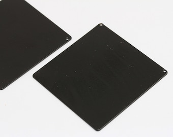 Dijes cuadrados chapados en negro de 50 x 50 mm, colgante cuadrado grande, dijes geométricos, dijes cuadrados, accesorios chapados en negro, MBGETS58