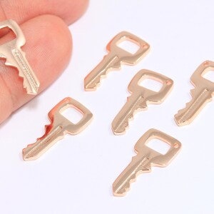 10x20mm Rose Gold Plated Key Charms, Key Pendant, Key Beads, Necklace Key Charm, Heart Key Charm, Rose Gold Plated Findings, MBGROSE124