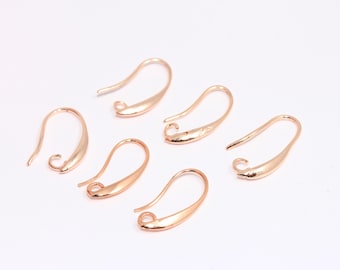 9x19mm Rose Gold Plated Earring Hooks, Fish Hooks, Ear Wires, French Hook Earrings, Rose Gold Earrings, Earrings Settings, MBGCMR58
