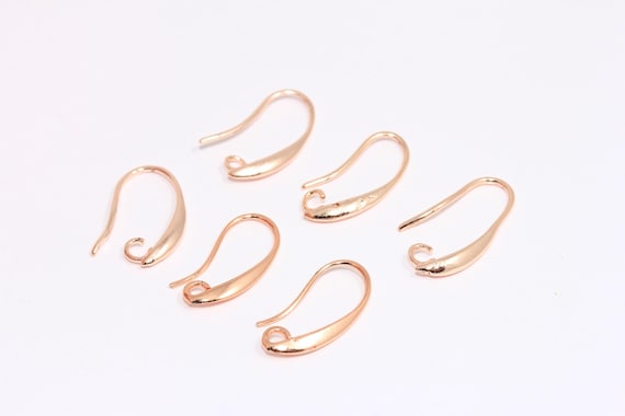 9x19mm Rose Gold Plated Earring Hooks, Fish Hooks, Ear Wires, French Hook Earrings, Rose Gold Earrings, Earrings Settings, MBGCMR58