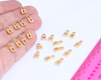 Mini Lock Charm 5x10mm 24k Matt Gold Padlock Charms, Mini Lock Charms, Padlock Pendant ...