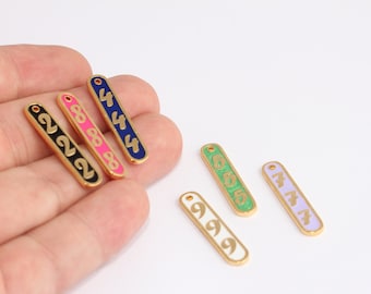 6,7x30mm Set of 24k Shiny Gold Plated Number Charms, Enamel Bar Pendant, Number Bar Pendant, Lucky Charms, Gold Plated Findings, MBGSLM78